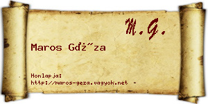 Maros Géza névjegykártya