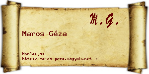 Maros Géza névjegykártya